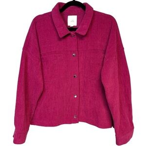 Hot Pink Wide Wale Corduroy Ranch Jacket Snap Button Women Large Thread & Supply